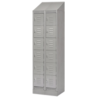 Casiers, 6 niveaux, Bloc de 2, 24" x 18" x 86", Acier, Gris, D&eacute;mont&eacute; R.M.G. Prévention