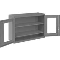 Armoire de rangement murale avec portes transparentes, 26-15/16" h x 35-7/8" la x 13-11/16" p, 2 tablettes, Acier, Gris R.M.G. Prévention