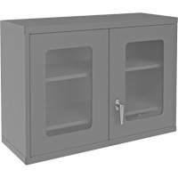 Armoire de rangement murale avec portes transparentes, 26-15/16" h x 35-7/8" la x 13-11/16" p, 2 tablettes, Acier, Gris R.M.G. Prévention