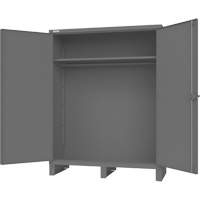 Armoire avec barre de suspension et portes encastr&eacute;es standards, Acier, 78" h x 60" la x 24" P, Gris R.M.G. Prévention