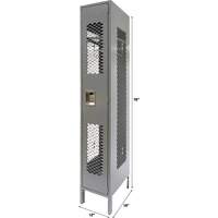Vented Lockers, 12" x 18" x 78", Steel, Grey, Knocked Down, Perforated R.M.G. Prévention