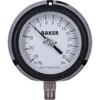Manom&egrave;tre,  4-1/2", 30"-0-30 psi, Fixation inf&eacute;rieure, Analogique rempli de liquide R.M.G. Prévention