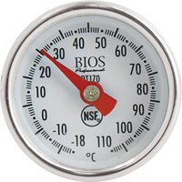 Thermom&egrave;tre &agrave; cadran 1 po/2,5 cm °C seulement avec manchon d'&eacute;talonnage, Contact, Analogique, 0,4-230°F (-18-110°C) R.M.G. Prévention
