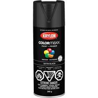 Appr&ecirc;t + peinture COLORmaxx, Noir, Semi-mat, 12 oz, Canette a&eacute;rosol R.M.G. Prévention