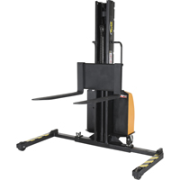 Narrow Mast Powered Lift Stacker, Electric Operated, 1500 lbs. Capacity, 63" Max Lift R.M.G. Prévention