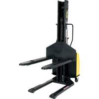 Narrow Mast Powered Lift Stacker, Electric Operated, 1500 lbs. Capacity, 63" Max Lift R.M.G. Prévention