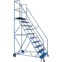 CSA-Certified Rolling Step Ladder with Locking Step, 10 Steps, 30" Step Width, 89" Platform Height, Steel R.M.G. Prévention