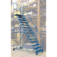 CSA-Certified Rolling Step Ladder with Locking Step, 14 Steps, 30" Step Width, 128" Platform Height, Steel R.M.G. Prévention