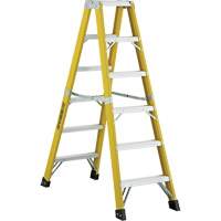 6600 Series Industrial Heavy-Duty 2-Way Stepladders, Fibreglass, 300 lbs. Capacity, 6' R.M.G. Prévention