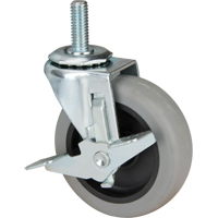 Stem Caster, Swivel with Brake, 3" (76 mm) Dia., 80 lbs. (36 kg.) Capacity R.M.G. Prévention