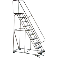 &eacute;chelles roulantes &agrave; marche verrouillable, 5 marches, Largeur de la marche 24", Hauteur de la plateforme 50", Acier inoxydable R.M.G. Prévention