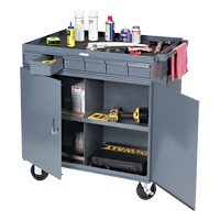 Poste de travail &agrave; deux c&ocirc;t&eacute;s mobile et robuste, 1200 lb Capacit&eacute;, Acier, 34" x la, 34" x ha, 24" p, Enti&egrave;rement soud&eacute;, 6 tirroirs R.M.G. Prévention