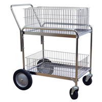 Wire Mesh Office Mail Cart, 200 lbs. Capacity, Chrome, 23-3/4" D x 33-1/2" L x 38-1/4" H, Chrome Plated R.M.G. Prévention