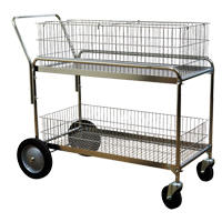 Wire Mesh Office Mail Cart, 250 lbs. Capacity, Chrome, 23-3/4" D x 43" L x 38-1/2" H, Chrome Plated R.M.G. Prévention