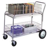 Wire Mesh Office Mail Cart, 250 lbs. Capacity, Chrome, 23-3/4" D x 43" L x 38-1/2" H, Chrome Plated R.M.G. Prévention