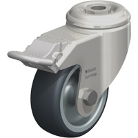 Roulette en &eacute;lastom&egrave;re thermoplastique acier inoxydable, Pivotant avec frein, Diam&egrave;tre 3-1/8" (79,5 mm), Capacit&eacute; 220 lb (100 kg) R.M.G. Prévention