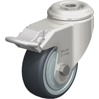Roulette en &eacute;lastom&egrave;re thermoplastique acier inoxydable, Pivotant avec frein, Diam&egrave;tre 3-1/8" (79,5 mm), Capacit&eacute; 220 lb (100 kg) R.M.G. Prévention