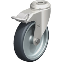 Roulette en &eacute;lastom&egrave;re thermoplastique acier inoxydable, Pivotant avec frein, Diam&egrave;tre 5" (127 mm), Capacit&eacute; 265 lb (120 kg) R.M.G. Prévention