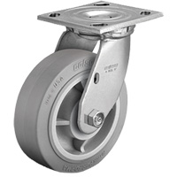 Plate Caster, Swivel, 4" (101.6 mm), Rubber, 225 lbs. (102 kg.) R.M.G. Prévention