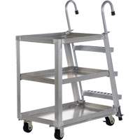 Chariot de pr&eacute;l&egrave;vement de stock, Aluminium, 21-7/8" la x 40" p, 3 tablettes, Capacit&eacute; 660 lb R.M.G. Prévention