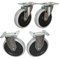 Ensemble de roulettes pour chariot &agrave; tablettes R.M.G. Prévention