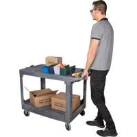 Chariot utilitaire pour l'entretien avec tablette plate, 2 tiers, 25-1/4" x 32-1/4" x 44", Capacit&eacute; 550 lb R.M.G. Prévention