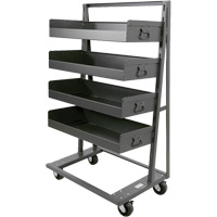 Single-Sided Heavy Duty A-Frame Cart with 4 Large Lipped Trays, 38" x 25" x 63", 2500 lbs. Capacity R.M.G. Prévention