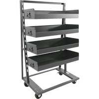 Single-Sided Heavy Duty A-Frame Cart with 4 Large Lipped Trays, 38" x 25" x 63", 2500 lbs. Capacity R.M.G. Prévention