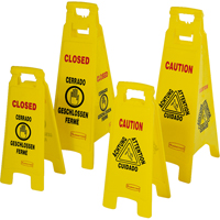 Wet Floor Safety Signs, Quadrilingual with Pictogram R.M.G. Prévention