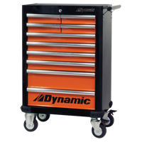 Roller Tool Cabinet, 10 Drawers, 28" W x 18" D x 43-1/4" H, Black/Orange R.M.G. Prévention