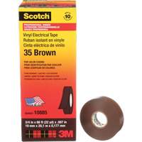 Ruban isolant en vinyle pour codification par couleur Scotch, 19 mm (3/4") la x 20 m (66') lo, 7 mils, Brun R.M.G. Prévention