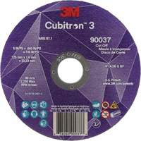 Cubitron 3 Cut-Off Wheel, 5" x 0.045", 7/8" Arbor, Type 1, Ceramic, 12250 RPM R.M.G. Prévention