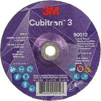 Cubitron 3 Cut and Grind Wheel, 4" x 5/32", 3/8" Arbor, Type 27, 36 Grit, Ceramic R.M.G. Prévention