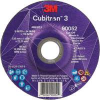 Cubitron 3 Cut-Off Wheel, 5" x 0.04", 7/8" Arbor, Type 27, Ceramic, 60 RPM R.M.G. Prévention