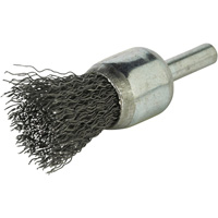 Brosse &agrave; fils cr&ecirc;p&eacute;s avec moyeu, 3/4", Fils 0,014", Tige 1/4" R.M.G. Prévention