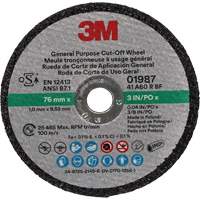 General Purpose Cut-Off Wheel, 01987, 3" x 0.04"/1/32", 3/8" Arbor, Aluminum Oxide R.M.G. Prévention
