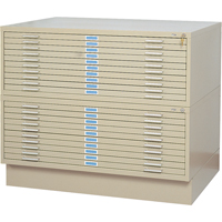 Steel Plan Files, 10 Drawers, 46-3/8" W x 35-3/8" D x 16-1/2" H R.M.G. Prévention
