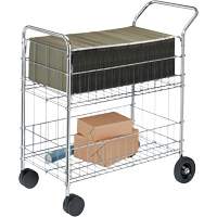 Chariots &agrave; courrier en fil m&eacute;tallique, 200 lb Capacit&eacute;, Chrome, 19" p x 30" la x 39-1/4" h, Chrom&eacute; R.M.G. Prévention
