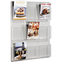Literature Displays, Wall Mount, 9 Slots, Plastic, 30" W x 2" D x 36-7/8" H R.M.G. Prévention