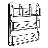 Literature Displays, Wall Mount, 9 Slots, Plastic, 30" W x 2" D x 36-7/8" H R.M.G. Prévention