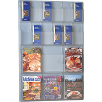 Literature Displays, Wall Mount, 6 Slots, Plastic, 30" W x 45" D x 45" H R.M.G. Prévention