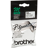 Label Tape, 12 mm x 26-1/4', Black on White R.M.G. Prévention