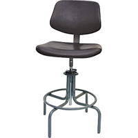 600 Series Rectangular Stool with Back , Mobile, Adjustable, 25" - 31", Polyurethane Seat, Black R.M.G. Prévention