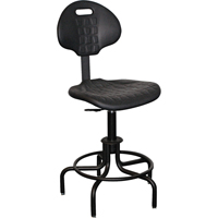 6000 Series Stool with Back, Stationary, Adjustable, 24" - 29", Polyurethane Seat, Black R.M.G. Prévention