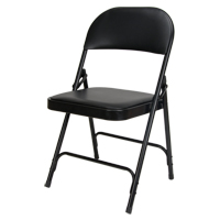Vinyl Padded Folding Chair, Steel, Black, 300 lbs. Weight Capacity R.M.G. Prévention