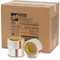 Scotch&reg; Box Sealing Tapes 371, Hot Melt Adhesive, 2 mils, 48 mm (1-22/25") x 100 m (328') R.M.G. Prévention