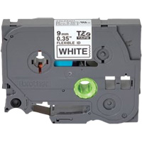TZe Flexible Tape Cartridge, 9 mm x 26'/8 m, Black on White R.M.G. Prévention
