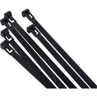 Attache-c&acirc;ble r&eacute;utilisable, Longueur 14", R&eacute;sistance &agrave; la traction 50 lb, Noir R.M.G. Prévention