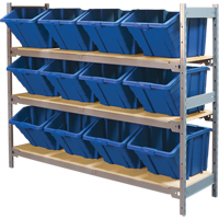 &eacute;tag&egrave;res larges avec bacs g&eacute;ants en plastique, Acier, Sans boulons, Capacit&eacute; 800 lb, 66" la x 60" h x 18" p R.M.G. Prévention