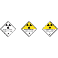 TDG Shipping Labels, Class 7, Radioactive I, Paper R.M.G. Prévention